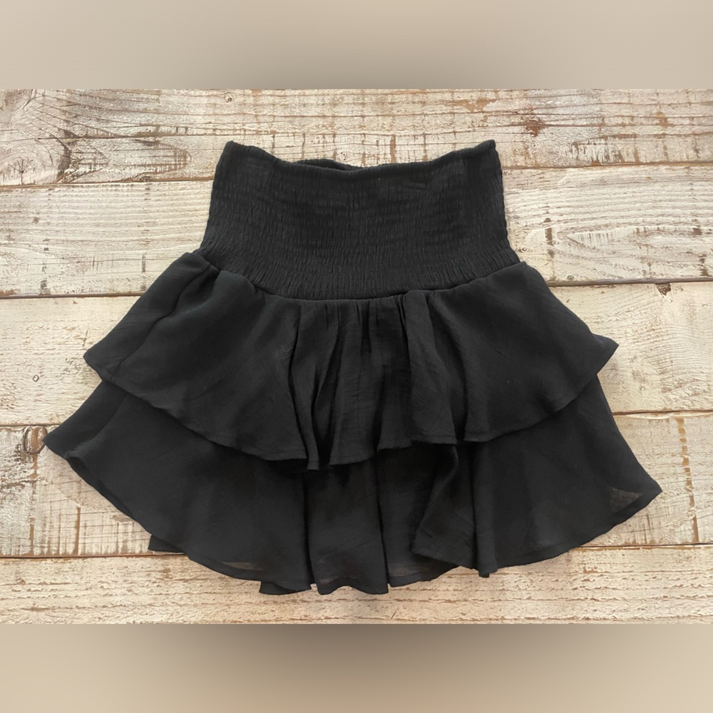 Black Ruffle Mini Skirt